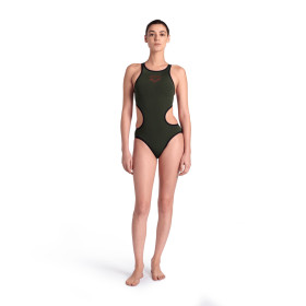 ARENA One Biglogo -Dark Sage Black    - Maillot Natation Femme 1 piece