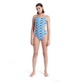 ARENA Rulebreaker Hooked Reversible White multi Blue Cosmo  - Maillot femme 1 pièce