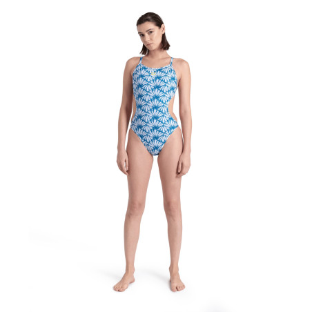 ARENA Rulebreaker Hooked Reversible White multi Blue Cosmo - Maillot femme 1 pièce | Les4Nages