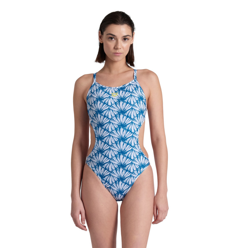 ARENA Rulebreaker Hooked Reversible White multi Blue Cosmo - Maillot femme 1 pièce | Les4Nages