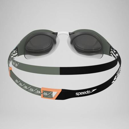 SPEEDO Fastskin HYPER ELITE MIRROR Vert campagne /Noir /Nectarine /Blanc - Lunettes Natation | Les4Nages