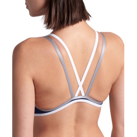 Arena ONE DOUBLE CROSS BACK  Navy White Silver - Maillot de bain femme 1 pièce