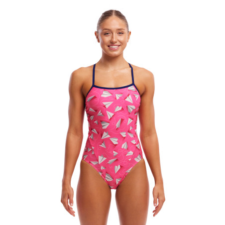 FUNKITA Paper Pink Single Strap - Maillot natation Femme  | Les4Nages