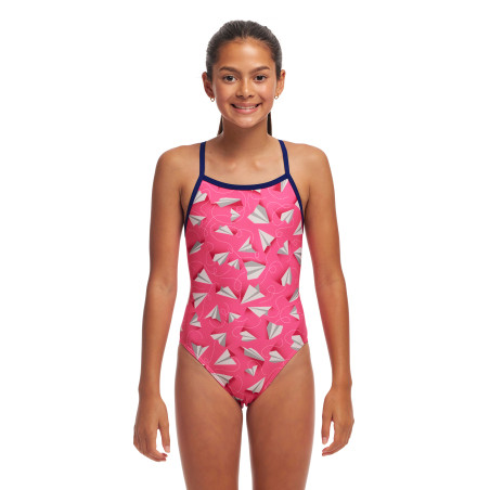 FUNKITA (8-14ans) Paper Pink Single Strap - Maillot de bain Natation Fille 1 piece | Les4Nages