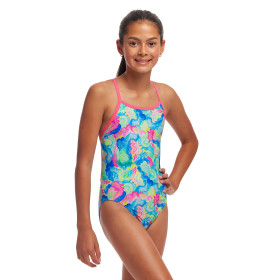 FUNKITA (8-14ans) Olive Oily  Single Strap - Maillot de bain Natation Fille 1 piece