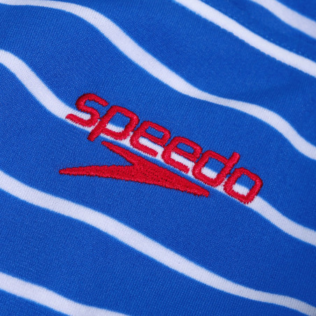 Speedo ECO+ Printed Medalist Blue White - Maillot femme 1 pièce | Les4Nages