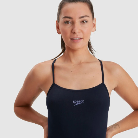 SPEEDO Eco Endurance+ Thin Strap Navy - Maillot de Bain Femme 1 piece | Les4Nages