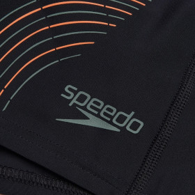 SPEEDO Tech Logo Aquashort Black green   - Boxer homme natation