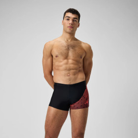 SPEEDO MEDLEY LOGO Aquashort Black red   - Boxer homme natation