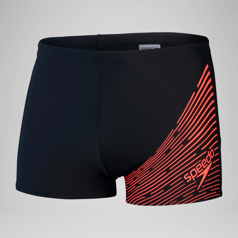 SPEEDO MEDLEY LOGO Aquashort Black red - Boxer homme natation | Les4Nages