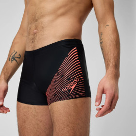 SPEEDO MEDLEY LOGO Aquashort Black red   - Boxer homme natation