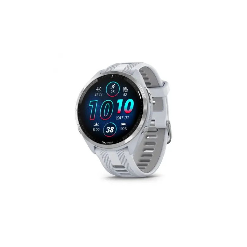 GARMIN 965 Forerunner blanche avec bracelet en silicone blanc/gris - Montre GPS Running - EN STOCK | Les4Nages