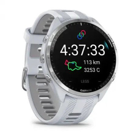 GARMIN 965 Forerunner blanche avec bracelet en silicone blanc/gris - Montre GPS Running - EN STOCK | Les4Nages