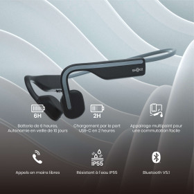 SHOKZ OPENMOVE Gris - Casque audio Bluetooth - EN STOCK