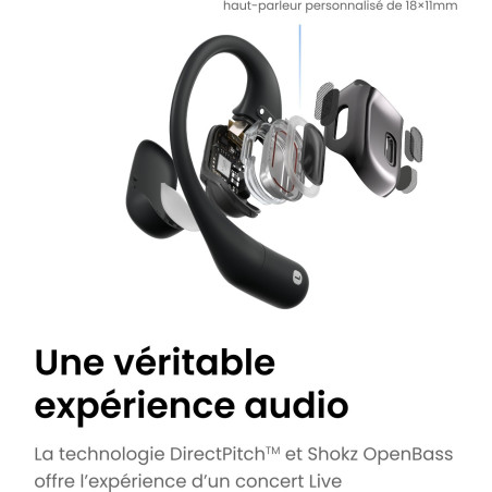 Ecouteurs Bluetooth SHOKZ OPENFIT Noir | Les4Nages