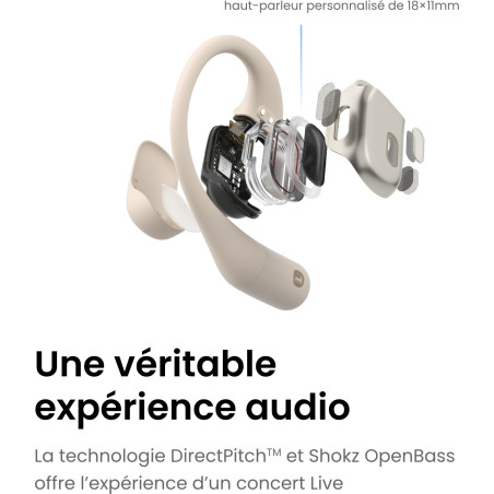 Ecouteurs Bluetooth SHOKZ OPENFIT Beige | Les4Nages