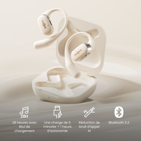 Ecouteurs Bluetooth SHOKZ OPENFIT Beige | Les4Nages