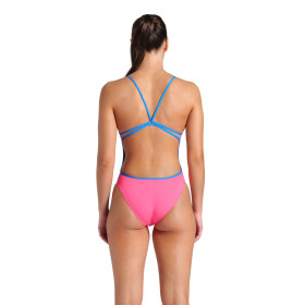 Arena  SOLID Lace Back Shocking Pink Blue River   - Maillot de bain natation femme