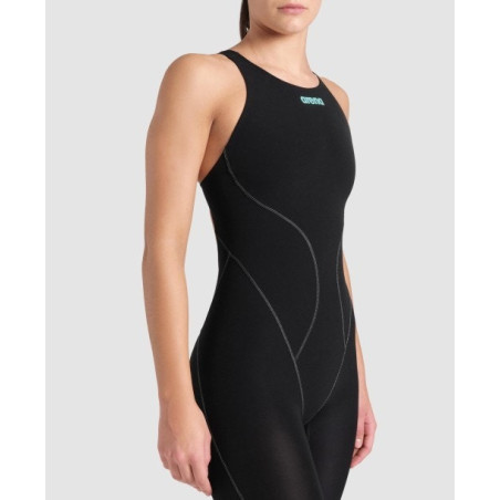 ARENA IMPULSO Powerskin Dos Ouvert - Black teal - Combinaison Natation Femme | Les4Nages