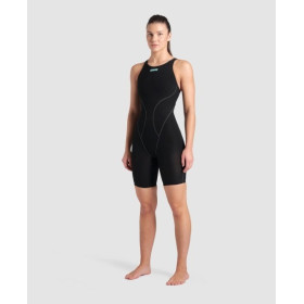 ARENA IMPULSO Powerskin Dos Ouvert - Black teal  -  Combinaison Natation Femme