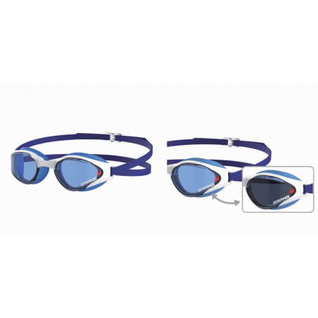 SWANS Ascender Photochromique Bleu et Blanc - Lunettes Natation | Les4Nages