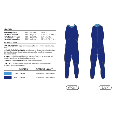 Mako NeoSwim Sleeveless Homme - Combinaison Triathlon Néoprène sans manches Homme | Les4Nages
