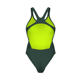 Arena TEAM SOLID SWIM TECH Dark Sage Artic Lime - Maillot de bain femme 1 pièce