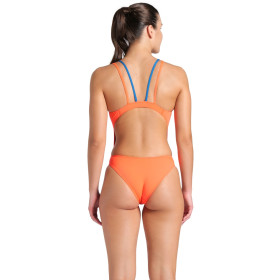 Arena Swimsuit TECH Multi SOLID Bright Coral Blue Cosmo-  Maillot Natation Femme 