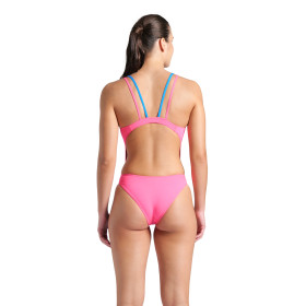 Arena Swimsuit TECH Multi SOLID Shocking Pink Blue River -  Maillot Natation Femme 