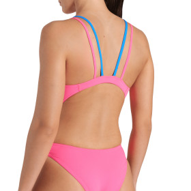 Arena Swimsuit TECH Multi SOLID Shocking Pink Blue River -  Maillot Natation Femme 