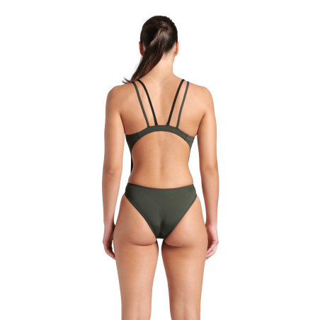 Arena Multi SOLID Swimsuit TECH Dark Sage Black - Maillot Natation Femme | Les4Nages