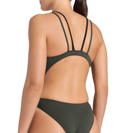 Arena Multi SOLID Swimsuit TECH Dark Sage Black - Maillot Natation Femme | Les4Nages