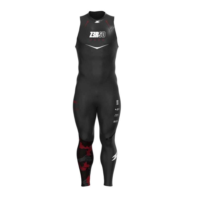 ZEROD FLEX Sans Manches Black Red - Combinaison Triathlon Homme | Les4Nages