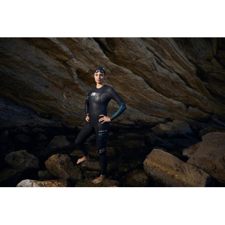 ZEROD ARCHI Femme Black Blue - Combinaison Triathlon Femme | Les4Nages