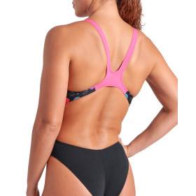 Arena CONTOUR Swim Tech Black Multi Black Shocking Pink - Maillot Natation Femme 1 piece