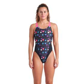 Arena CONTOUR Swim Tech Black Multi Black Shocking Pink - Maillot Natation Femme 1 piece