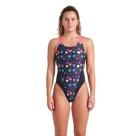 Arena CONTOUR Swim Tech Black Multi Black Shocking Pink - Maillot Natation Femme 1 piece | Les4Nages Arena CONTOUR Swim Tech Black Multi Black Shocking Pink - Maillot Natation Femme 1 piece | Les4Nages