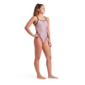 Arena DICES Super Fly Back Pink Multi Black - Maillot Natation Femme 1 piece