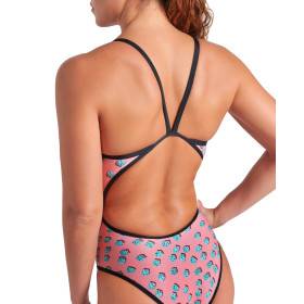 Arena DICES Super Fly Back Pink Multi Black - Maillot Natation Femme 1 piece