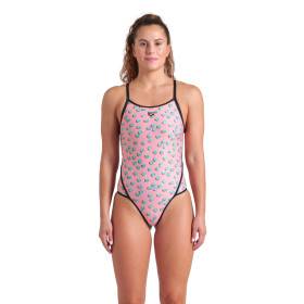 Arena DICES Super Fly Back Pink Multi Black - Maillot Natation Femme 1 piece