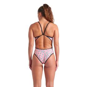 Arena DICES Super Fly Back Pink Multi Black - Maillot Natation Femme 1 piece