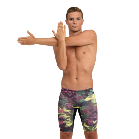 MEN'S ARENA HERO CAMO SWIM JAMMER - BLACK/RED FANDANGO MULTI | Les4Nages