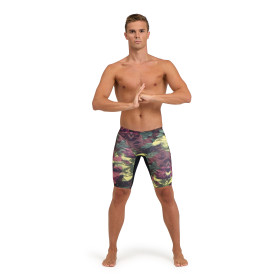 MEN'S ARENA HERO CAMO SWIM JAMMER - BLACK/RED FANDANGO MULTI