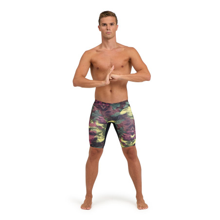 MEN'S ARENA HERO CAMO SWIM JAMMER - BLACK/RED FANDANGO MULTI | Les4Nages