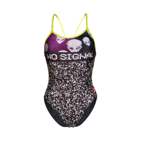 Vente Privée Arena Mai 2025 - WOMEN'S CRAZY ARENA SWIMSUIT LACE BACK P BLACK-SOFT GREEN | Les4Nages