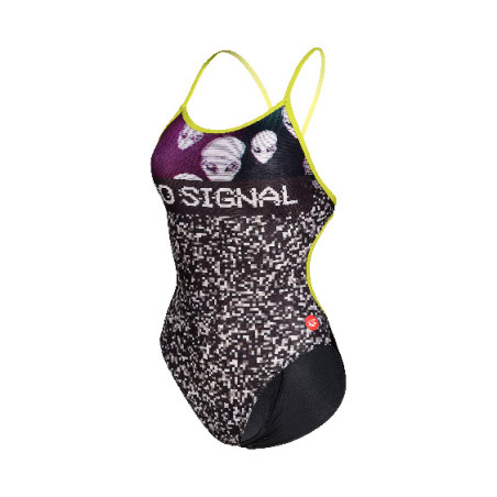 Vente Privée Arena Mai 2025 - WOMEN'S CRAZY ARENA SWIMSUIT LACE BACK P BLACK-SOFT GREEN | Les4Nages