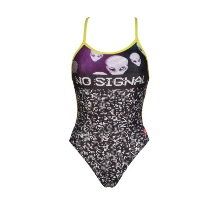 Vente Privée Arena Mai 2025 - WOMEN'S CRAZY ARENA SWIMSUIT LACE BACK P BLACK-SOFT GREEN | Les4Nages