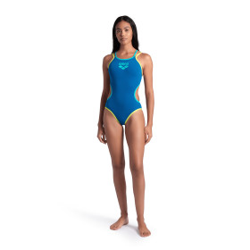 Vente Privée Arena Mai 2025 - W ARENA ONE DOUBLE CROSS BACK ONE PIECE BLUE COSMO-SOFT GREEN-WATE