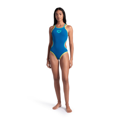 Vente Privée Arena Mai 2025 - W ARENA ONE DOUBLE CROSS BACK ONE PIECE BLUE COSMO-SOFT GREEN-WATE | Les4Nages