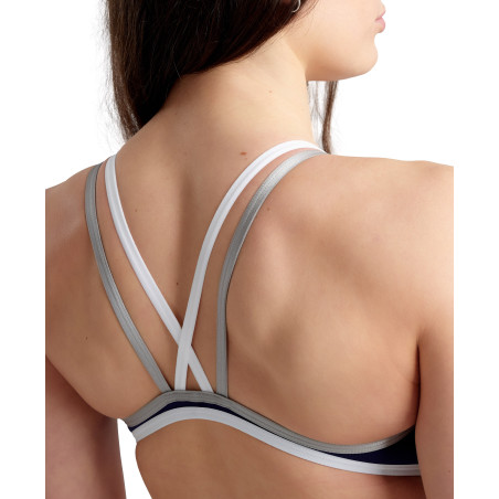 Vente Privée Arena Mai 2025 - W ARENA ONE DOUBLE CROSS BACK ONE PIECE NAVY-WHITE-SILVER | Les4Nages